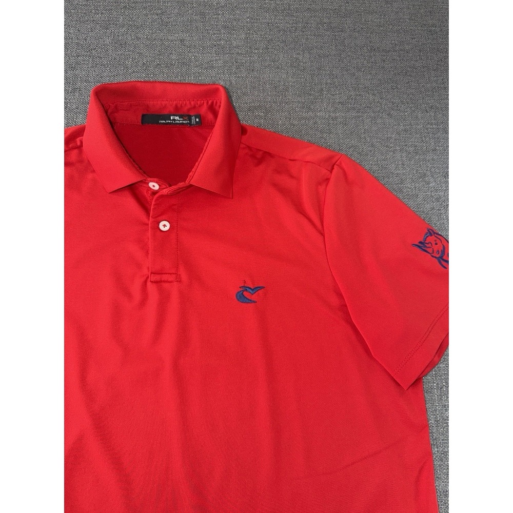 RLX Ralph Lauren Polo Shirt Men's Medium Red‎ Golf Performance Short Sleeve Logo
